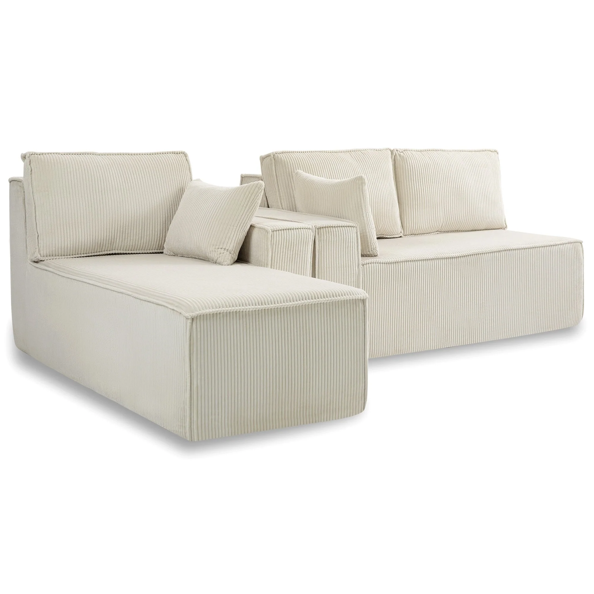 L-shaped corduroy all-foam compression sofa