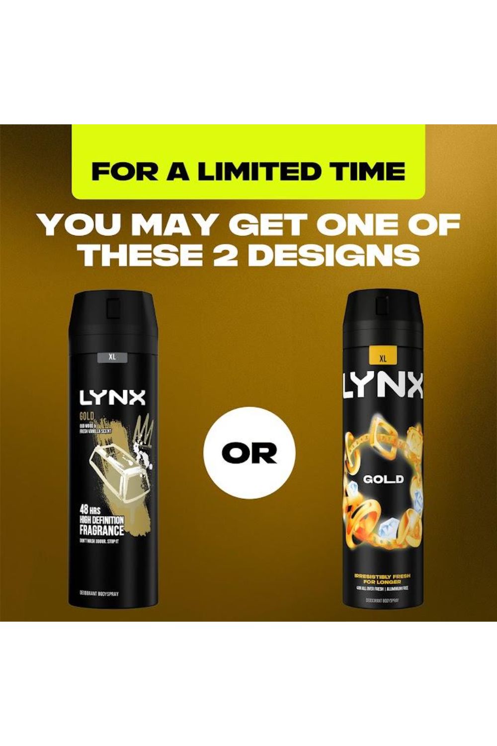 Lynx XL High Definition Fragrance Gold 'BodySpray' Deo 6 Pk,200ml