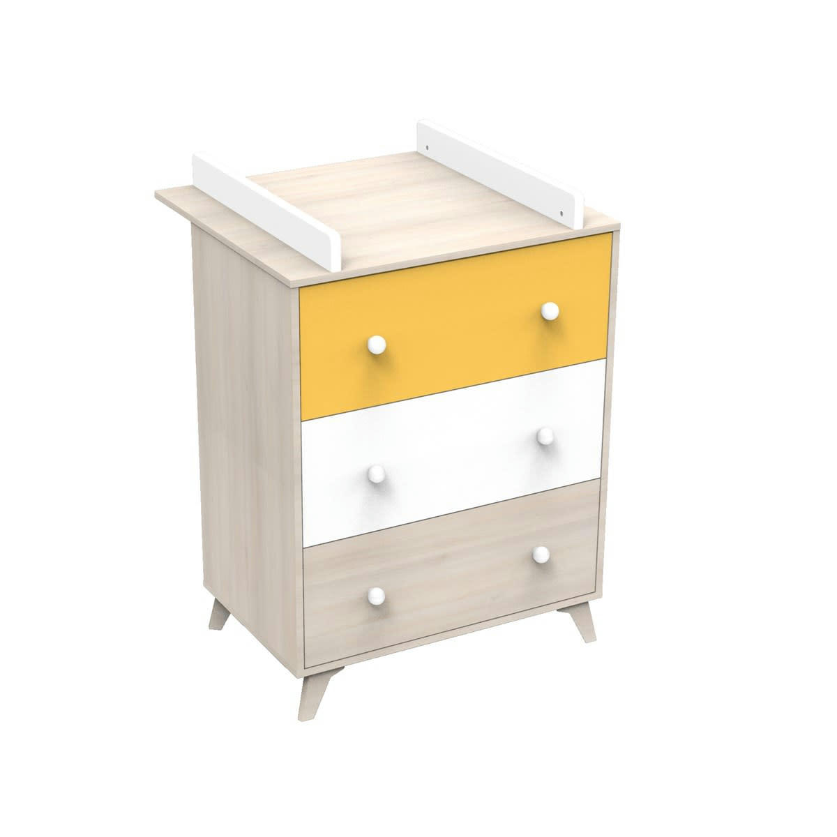 YUZU - Commode à langer 3 tiroirs en mélamine beige clair