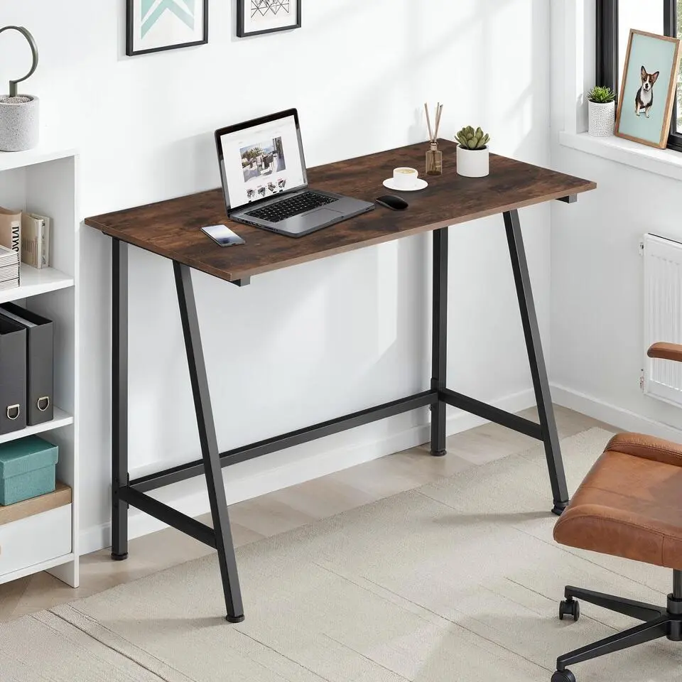 tectake Bureau Newton 100x50x77cm, Industrieel Hout Donker, Rustiek