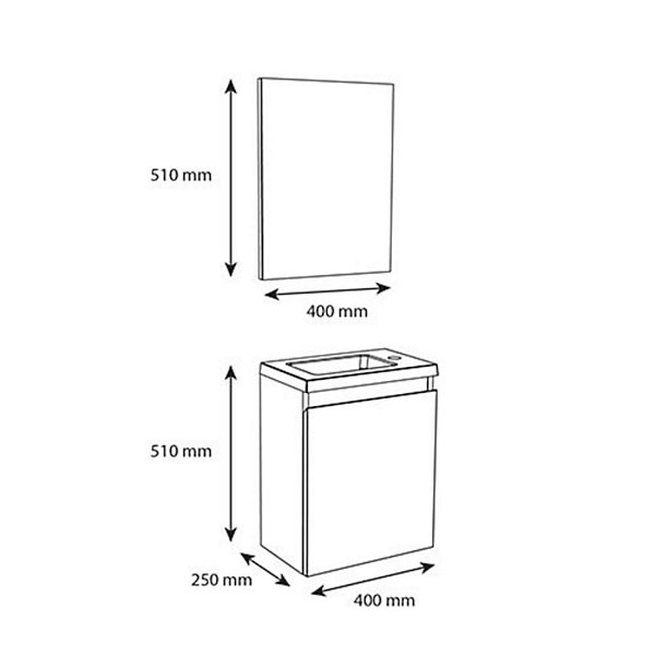 Pack lave mains avec miroir Porto Blanc brillant - Marque allibert