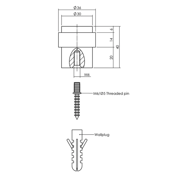 Türstopper, D.30x40 mm Bodenmontage