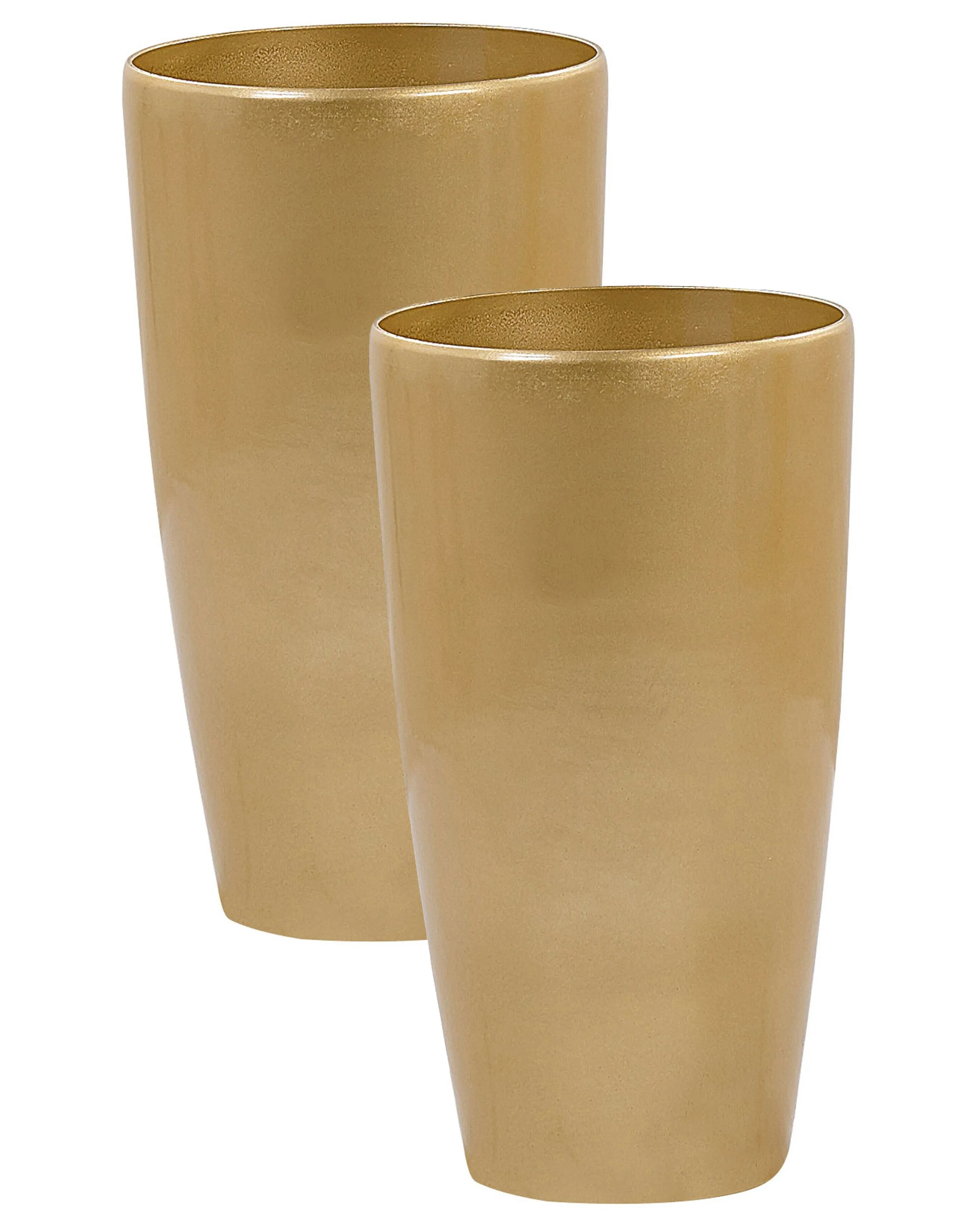 Set of 2 Plant Pots TSERIA 32 cm Gold
