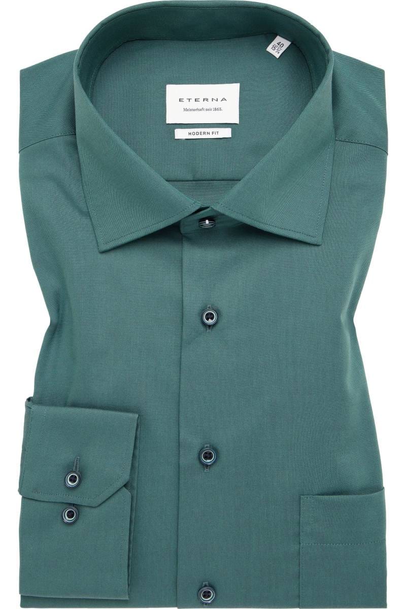 ETERNA Modern Fit Hemd grün, Einfarbig