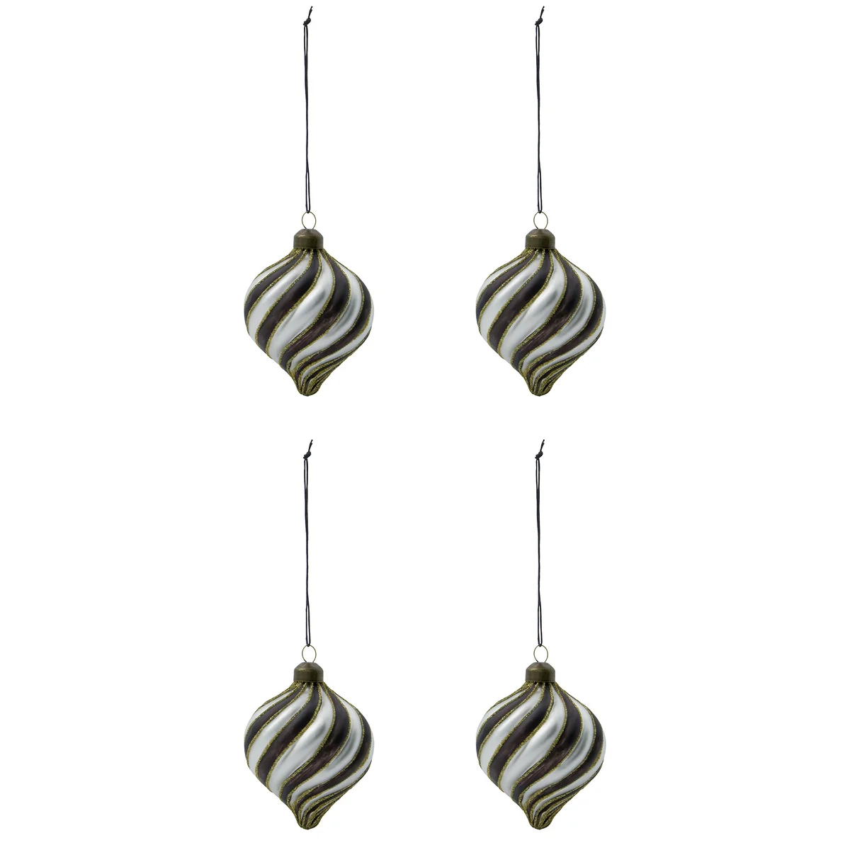 House Doctor - Chan Ornament, Ø 8 cm, schwarz / weiß (4er-Set)