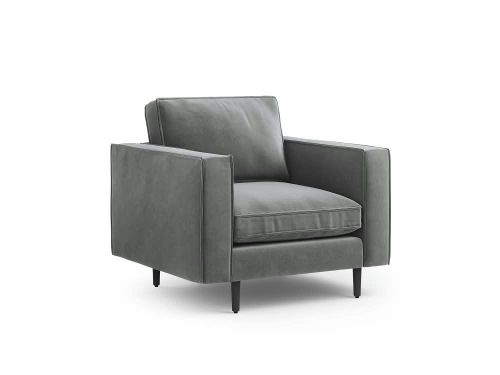 ALEXIS - Fauteuil 1 place en velours gris clair