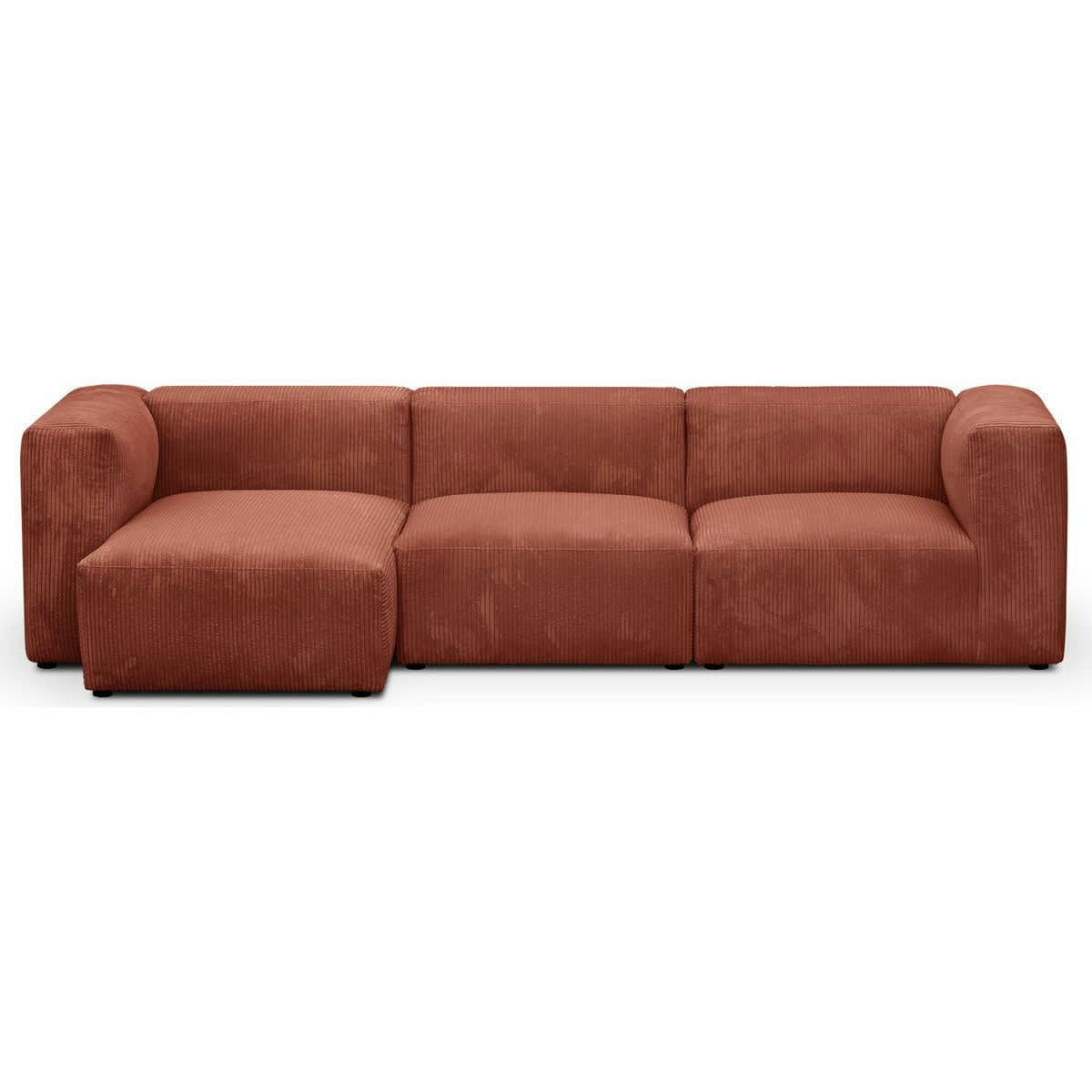 MODULO NEW - Canapé modulable angle gauche 4 places en velours côtelé rouille