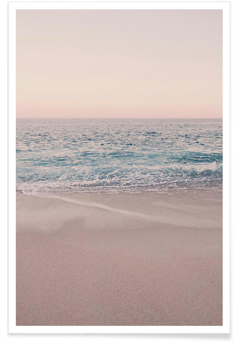ROSEGOLD BEACH MORNING - Affiche bleu & rose