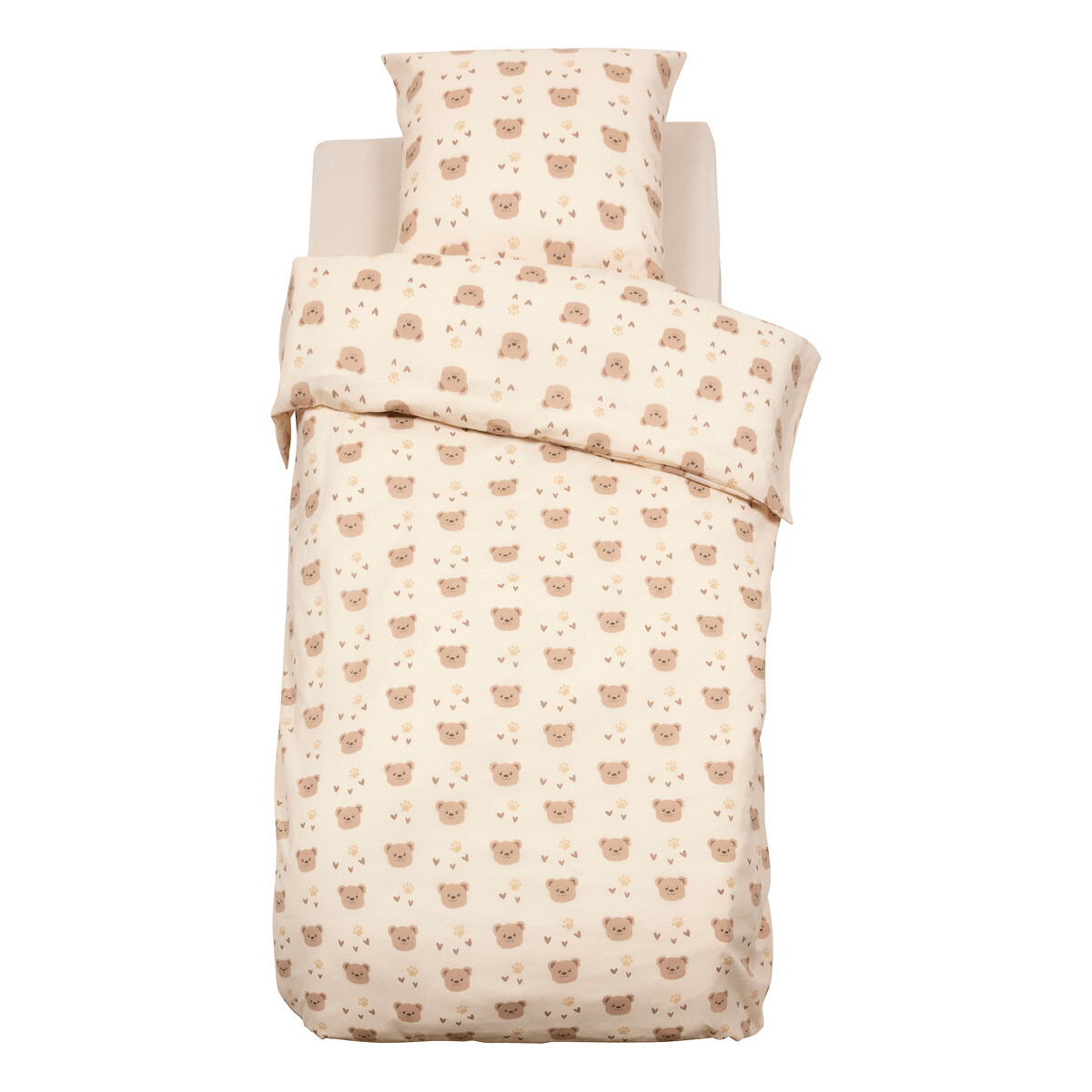 Capa de edredão e almofada BILLIE bege em algodão 200x140cm