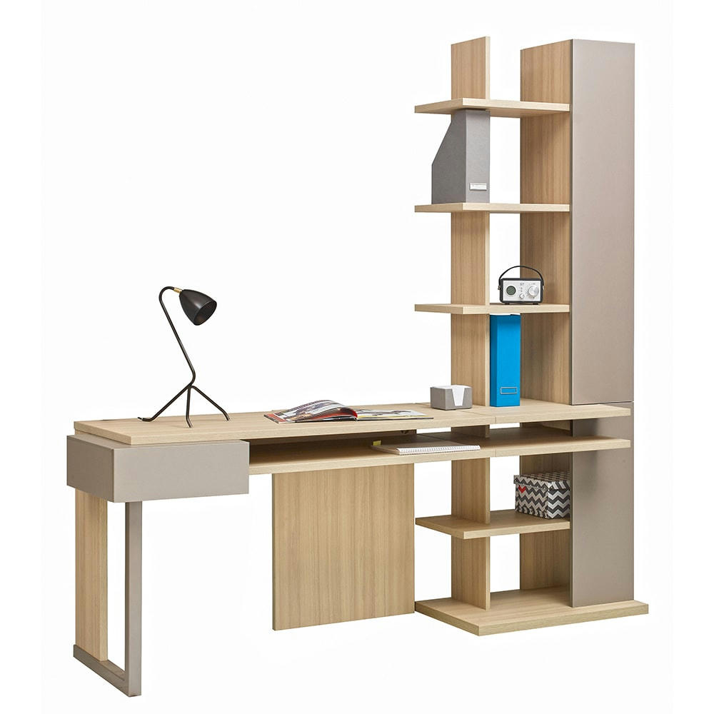 GRAPHIC - Bibliothèque 1 porte effet bois finition bois