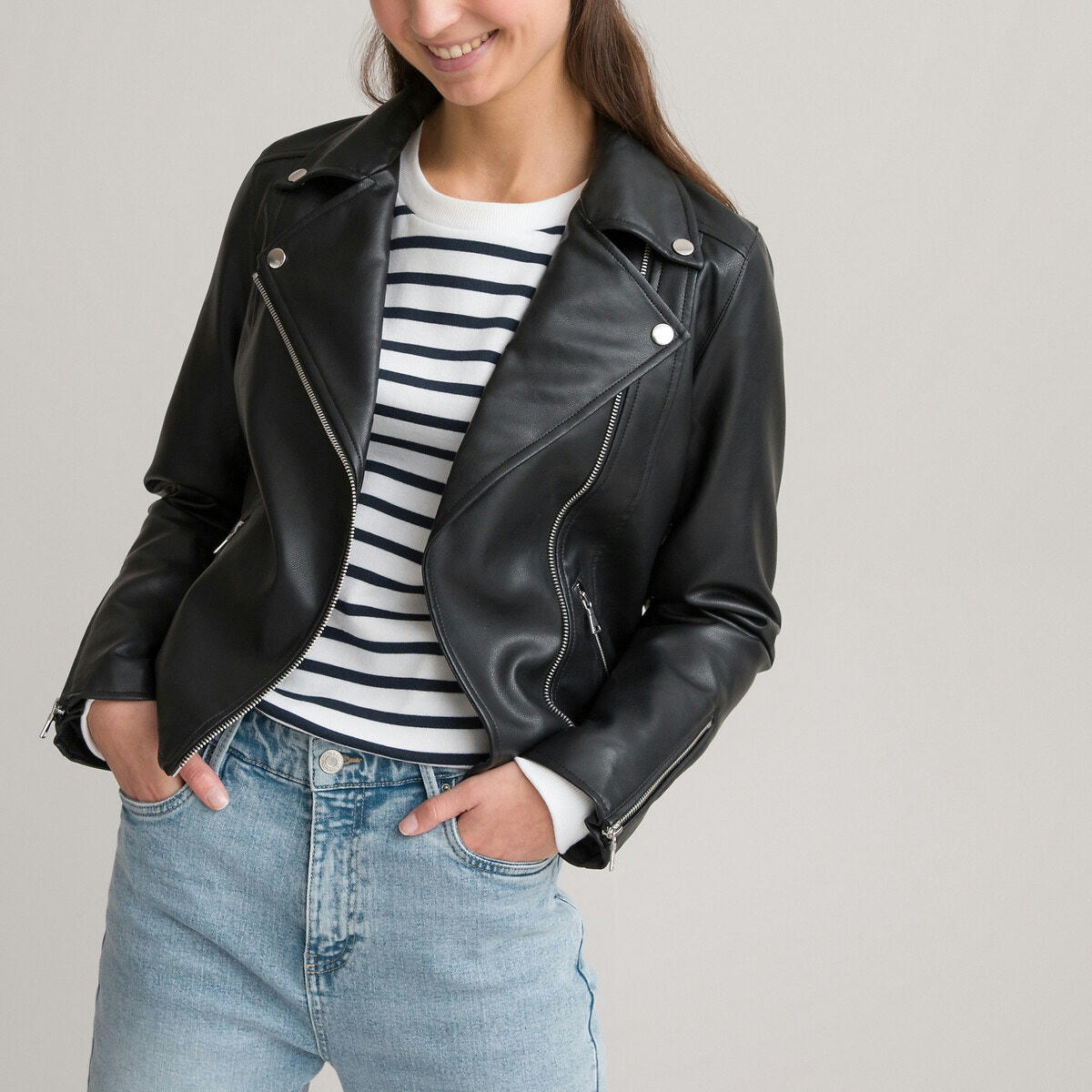 Veste esprit motard zippée
