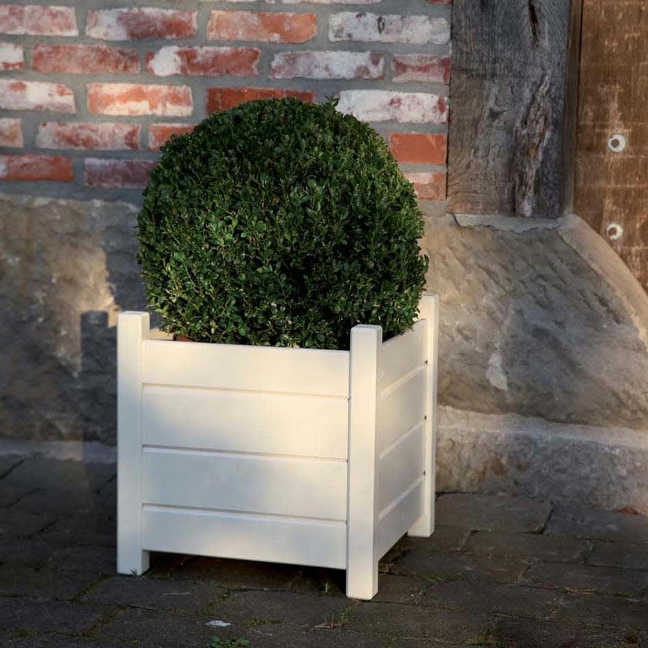 - Bacs à fleurs carrés en pin (lot de 2) blanc