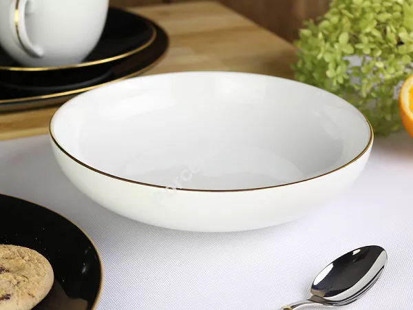 Serwis obiadowo - kawowy na 6 osób (30 el) Bogucice - Black & White Gold 1207