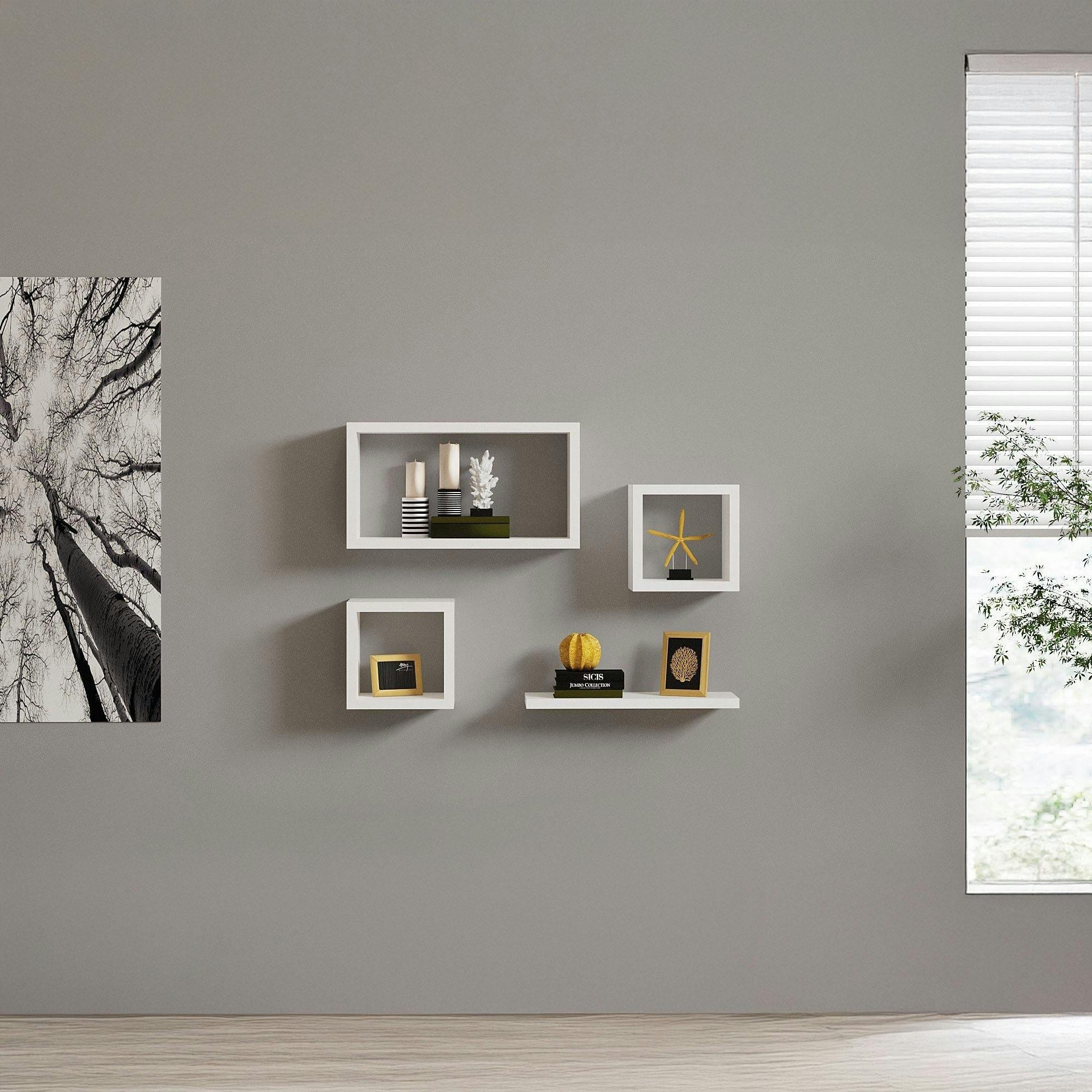 Etagère murale modulable blanche moderne (lot de 4) MARFA