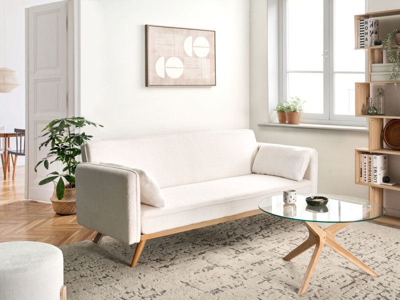Sofa rozkładana ASAA Boucle Złamana biel