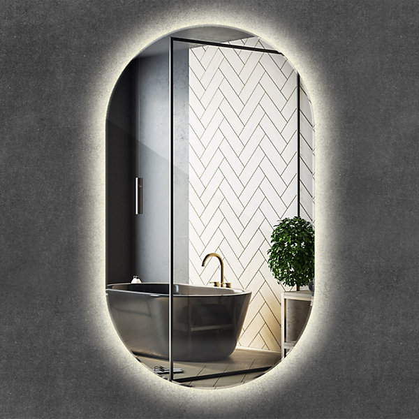 Miroir LED Ovale Classique Wallfluent 40x70cm Lumière Neutre Décoratif Chambre Salle de Bain Design