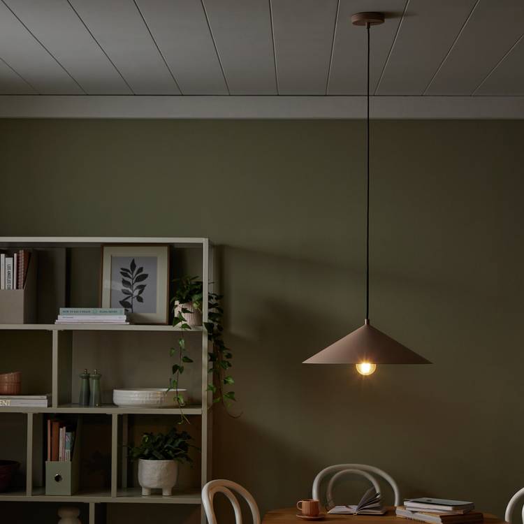 Habitat Cone Large 39cm Metal Ceiling Pendant Light - Rose