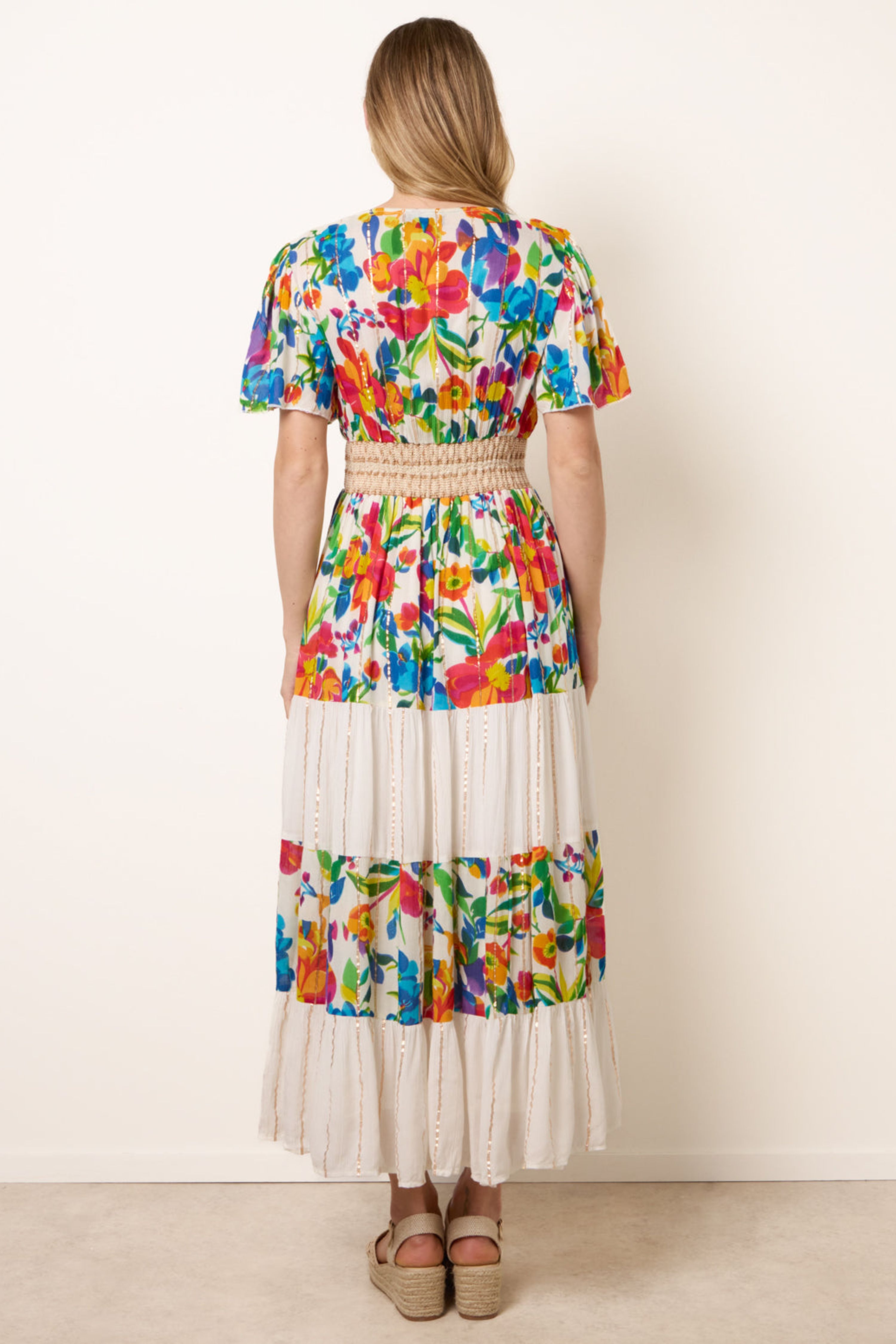 Blue Vanilla Multi Bright Print Tiered Dress