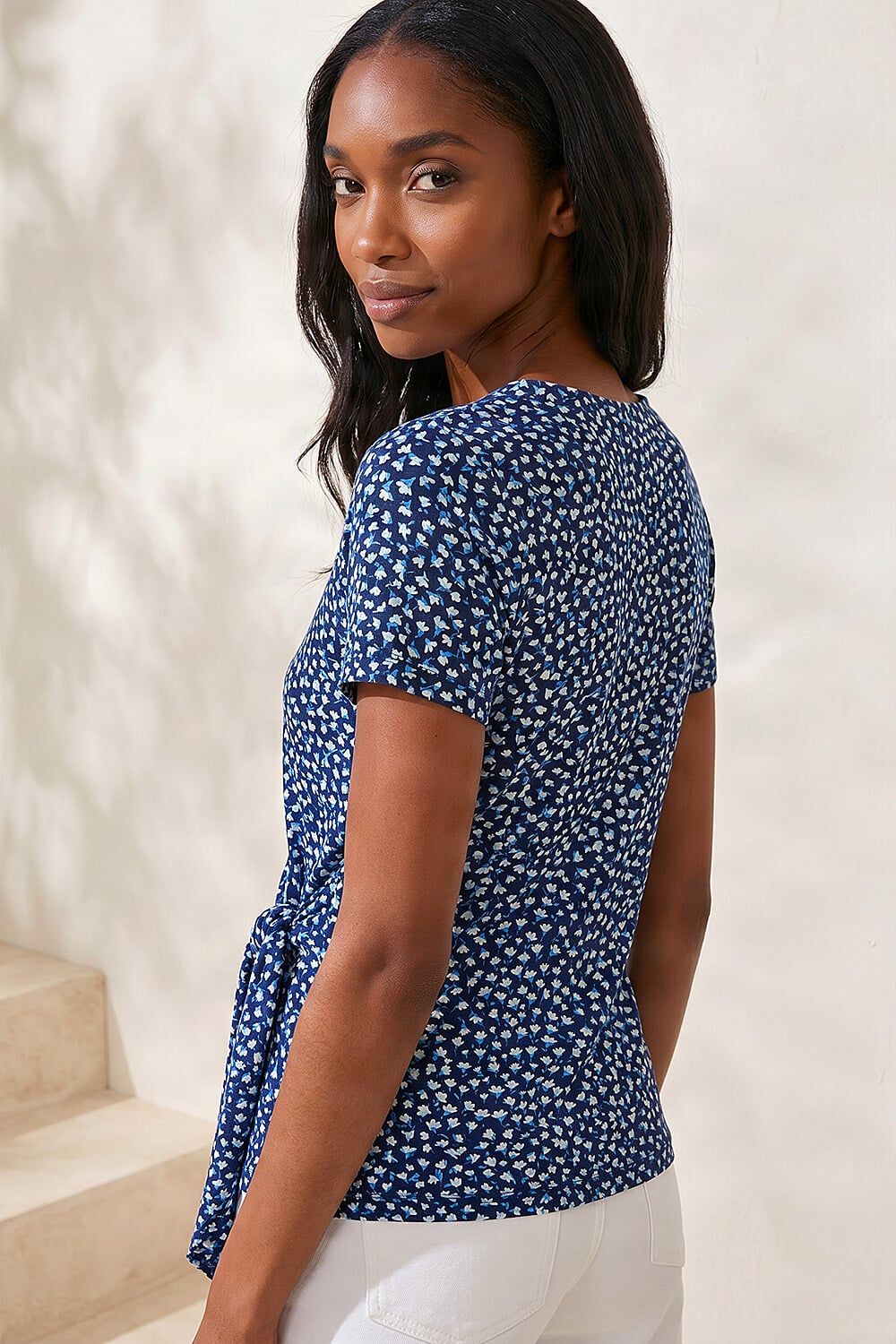 Roman Petite Spot Print Tie Side Top
