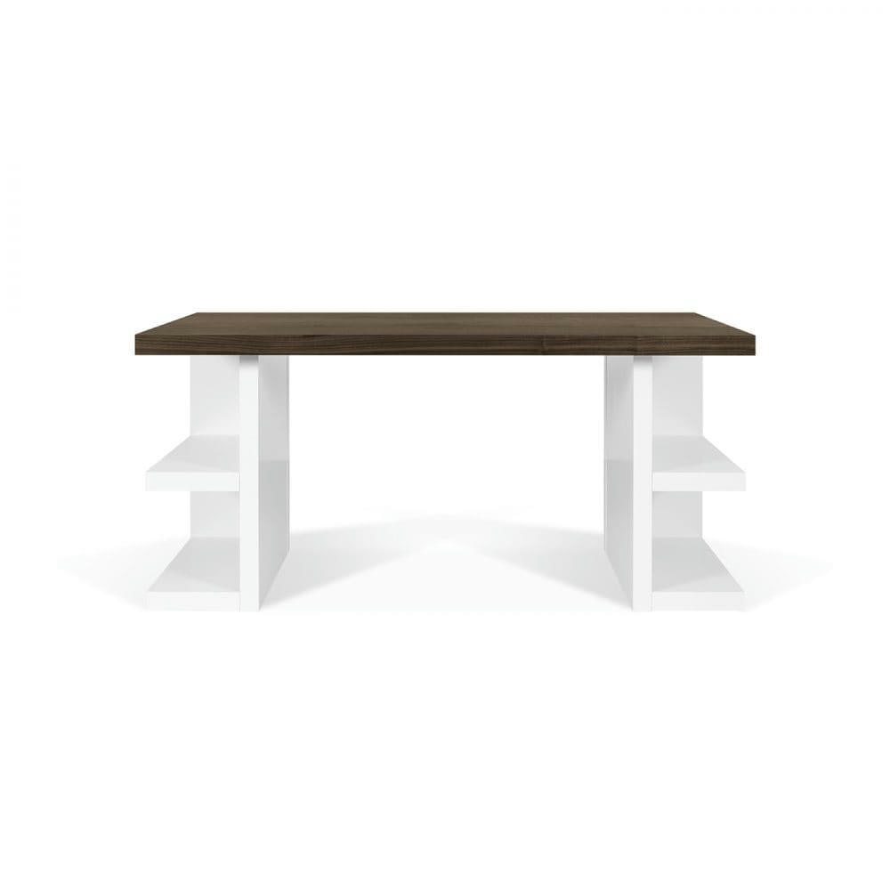 MULTI - Bureau  placage noyer et blanc laqué