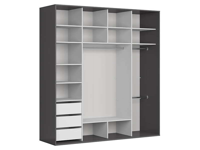 Szafa przesuwna Flex 220 cm z lustrem grafit/dąb wotan