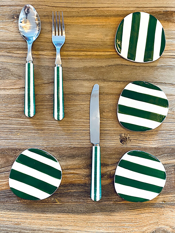Couteau paul rayure vert - opjet vert