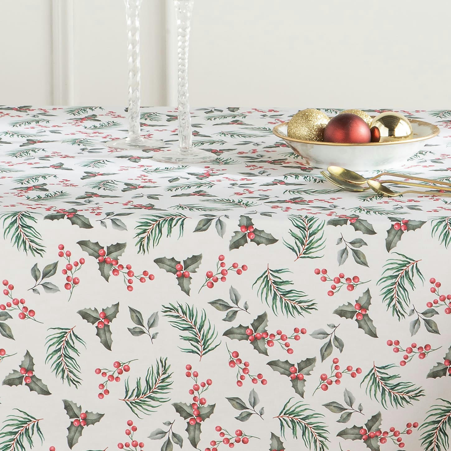 COLLECTION DE NOËL IMPRIMÉE - Nappe en coton antitâche dessin de nöel multicolore 140x140 cm