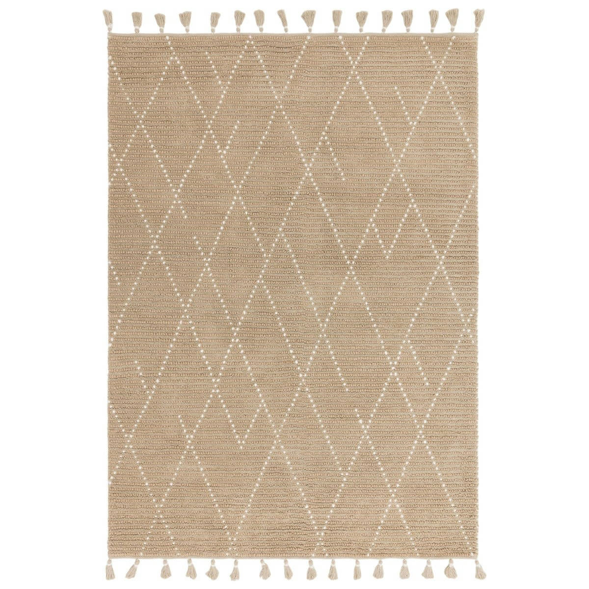 KASBA - Tapis de salon en laine marron clair 120x170 cm