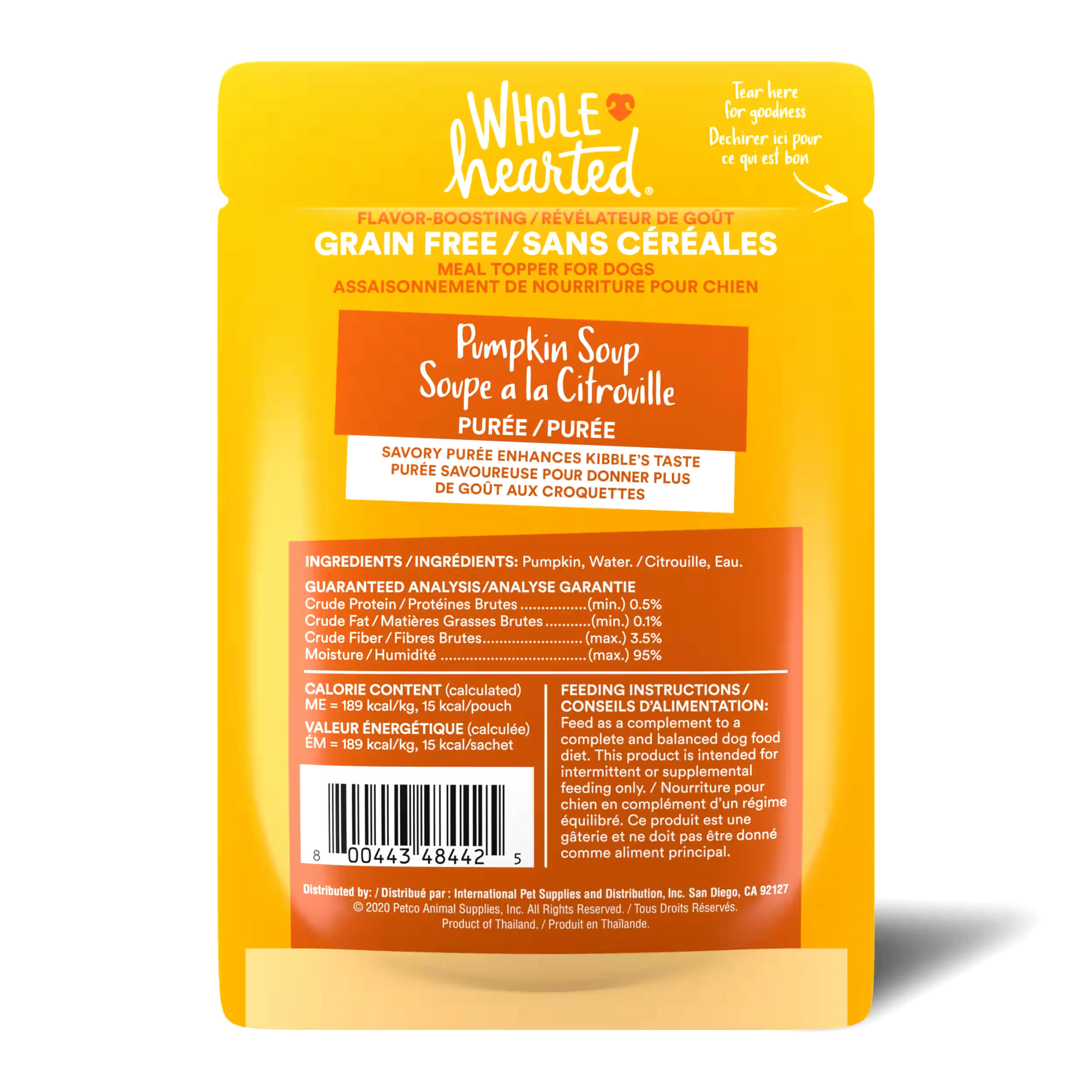 WholeHearted Pumpkin Soup Puree Dog Meal Topper, 80-g