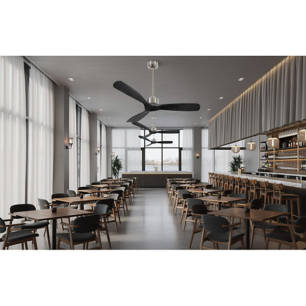 Modulo de KlassFan - Super destratificateur et ventilateur DC 132 cm Chrome pales bois noir sans Lumière25 à 40 m²