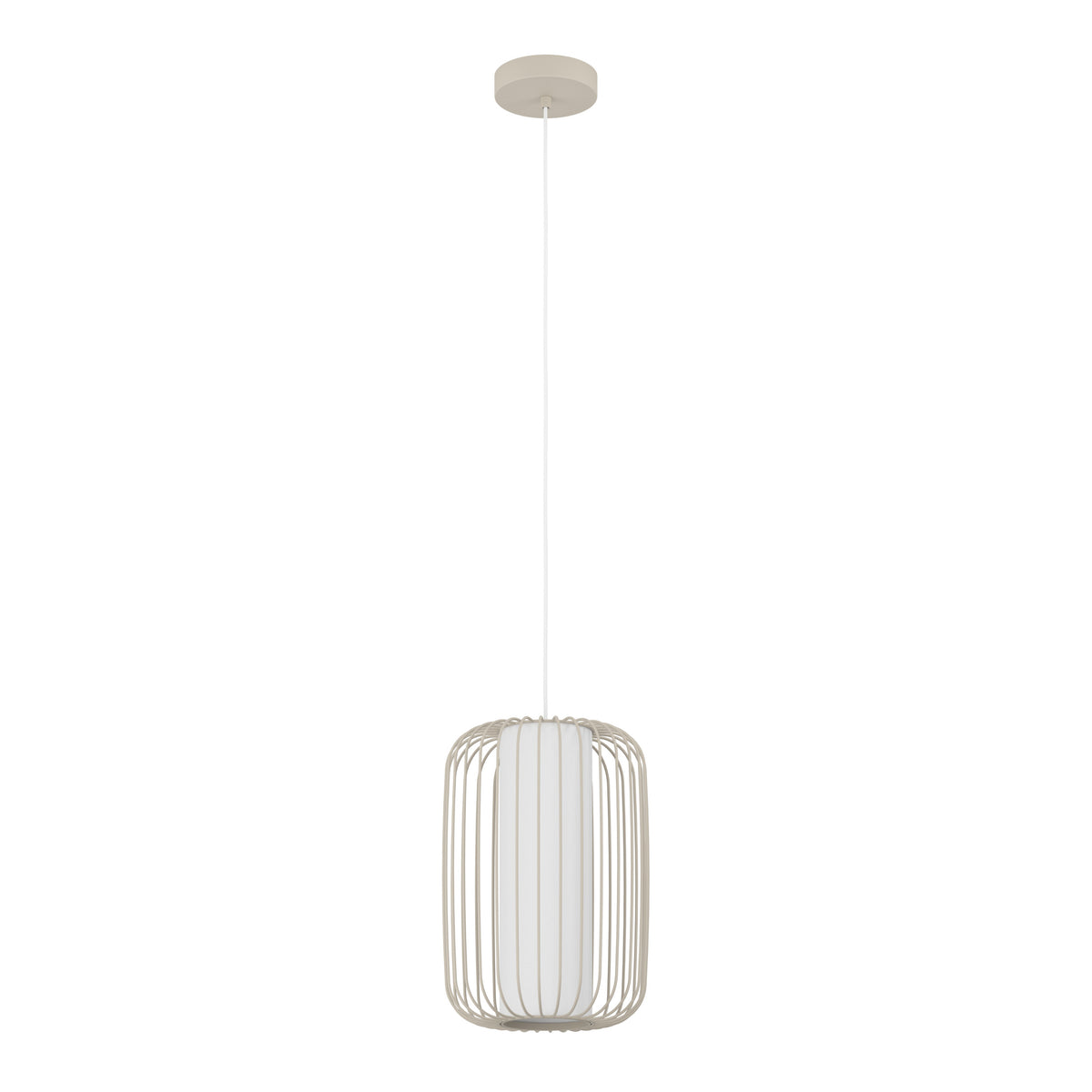EGLO hanglamp Terrarosa - e27 - ø 24 cm - zand/wit - textiel