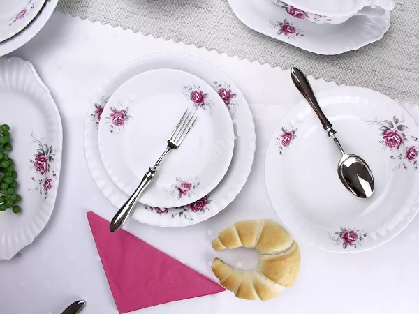Serwis obiadowy na 12 osób (44 el) Chodzież - Iwona B444 BW ROZALIA