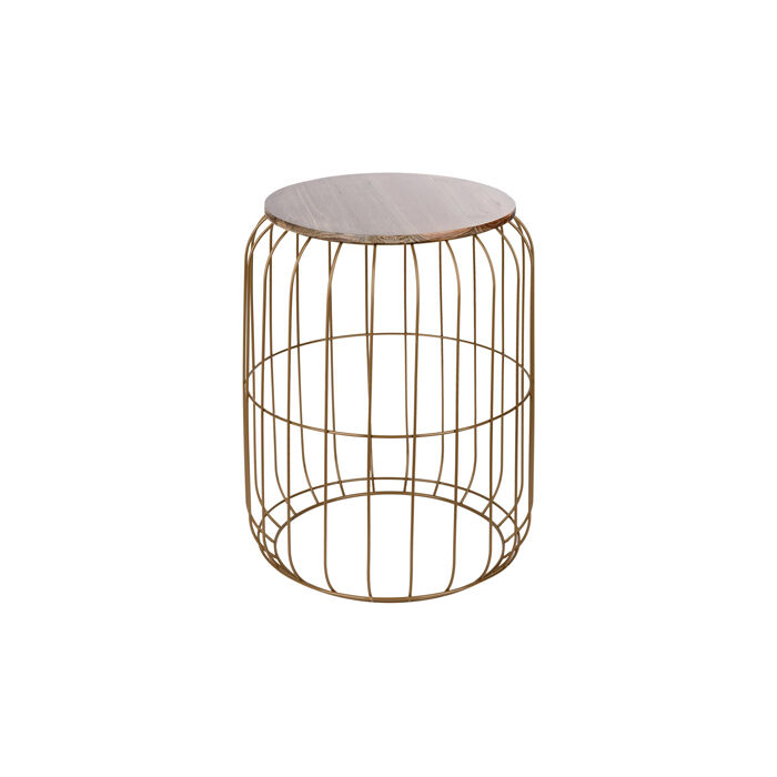 Mesa de apoio FLYO dourada em metal e madeira 40cm