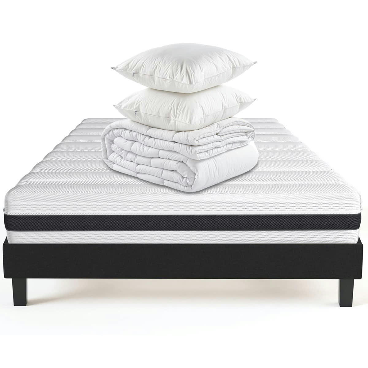 ENSEMBLE HYGIOSPRING - Pack matelas 140x190 + sommier + couette + oreillers