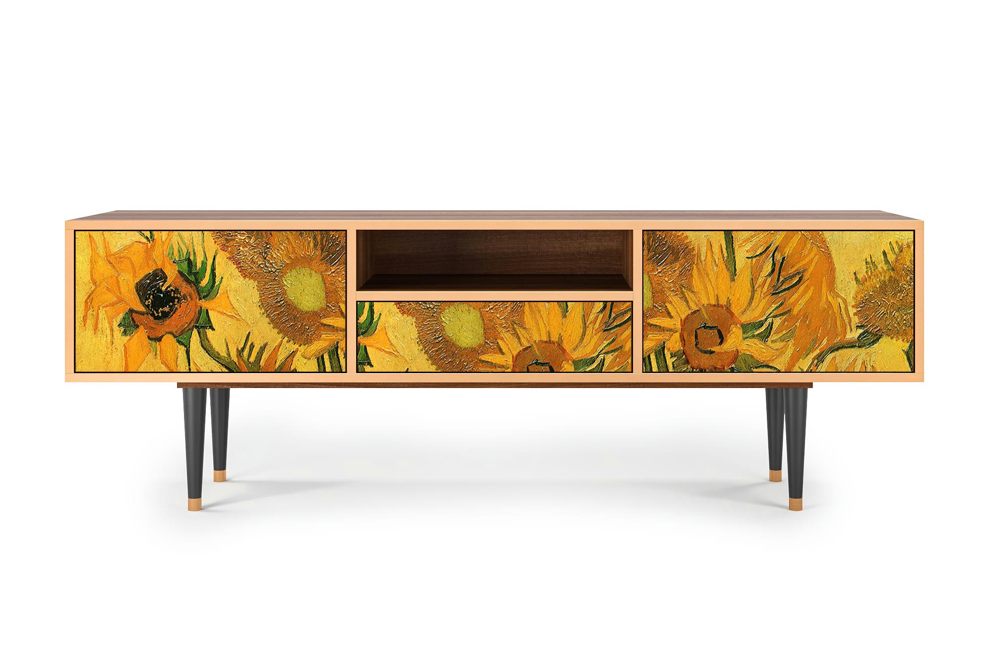 SUNFLOWERS BY VINCENT VAN GOGH - Meuble TV  jaune 1 tiroir et 2 portes L 170 cm