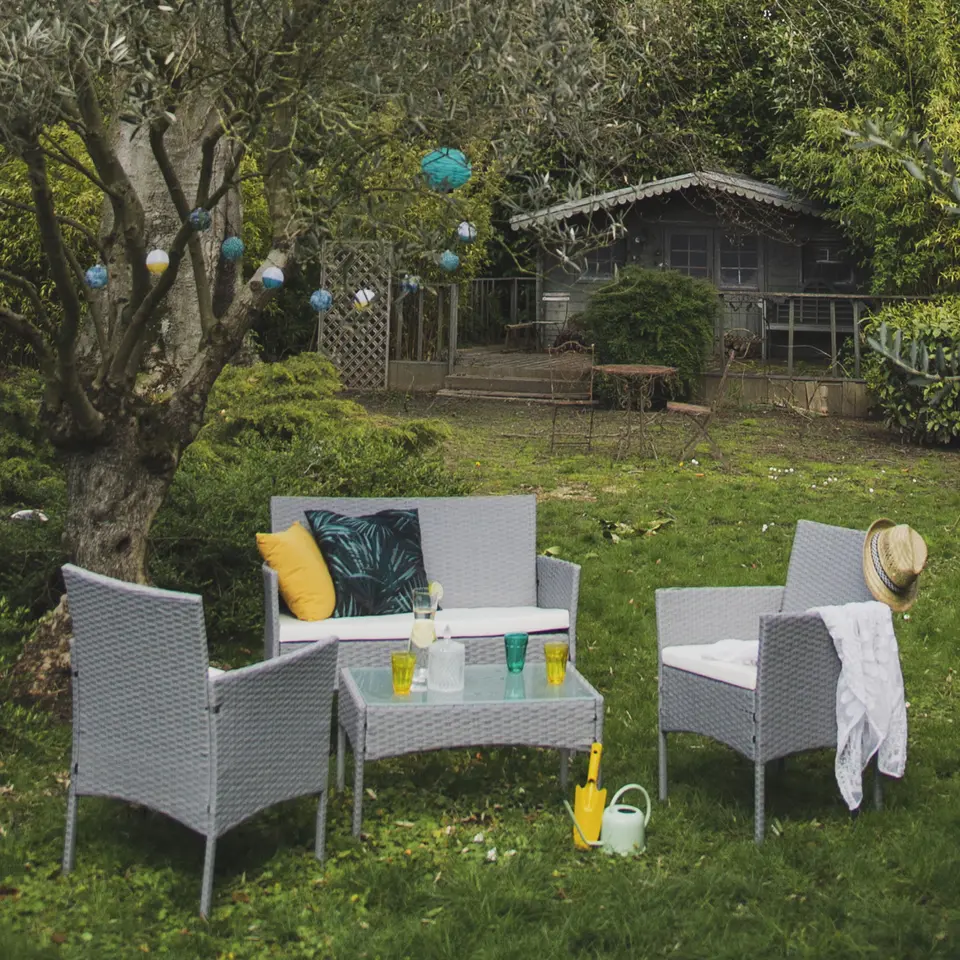 Happy Garden Tuinmeubilair CORDOUE - Grijs - Geweven hars