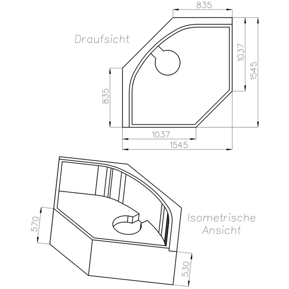 Wannenträger »Canary«, BxHxL: 154,5 x 57 x 154,5 cm, weiß