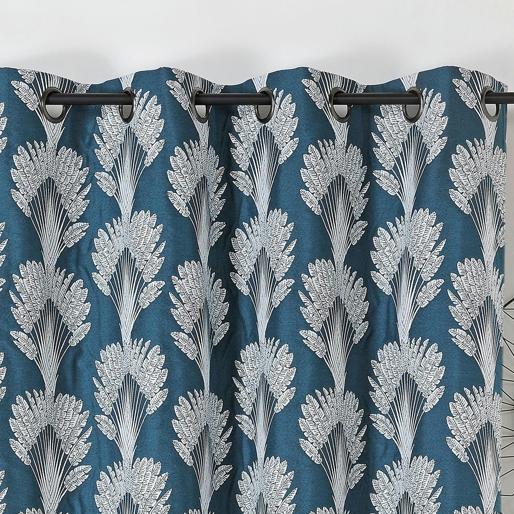 - Rideau imprimé en fils recyclés polyester bleu 140x240 cm