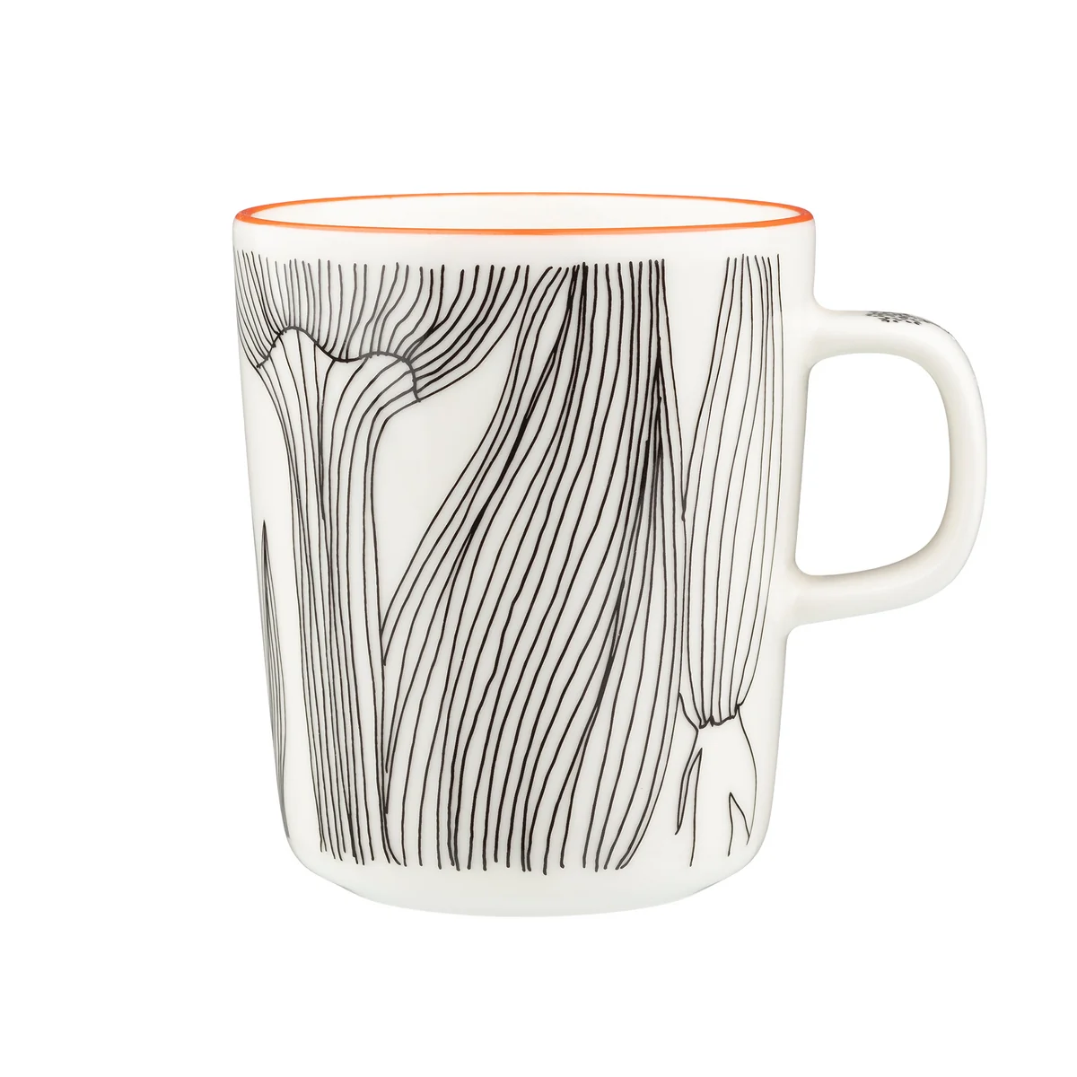 Marimekko - Oiva Kukat Puhkeavat Becher mit Henkel, 250 ml, weiß / schwarz / forest green