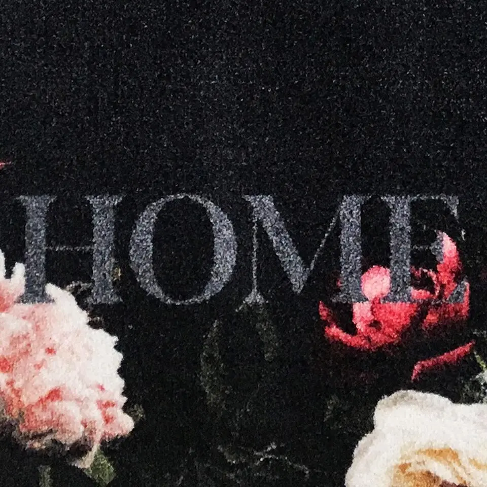 Deurmat Pink Roses antraciet - 66x150 cm