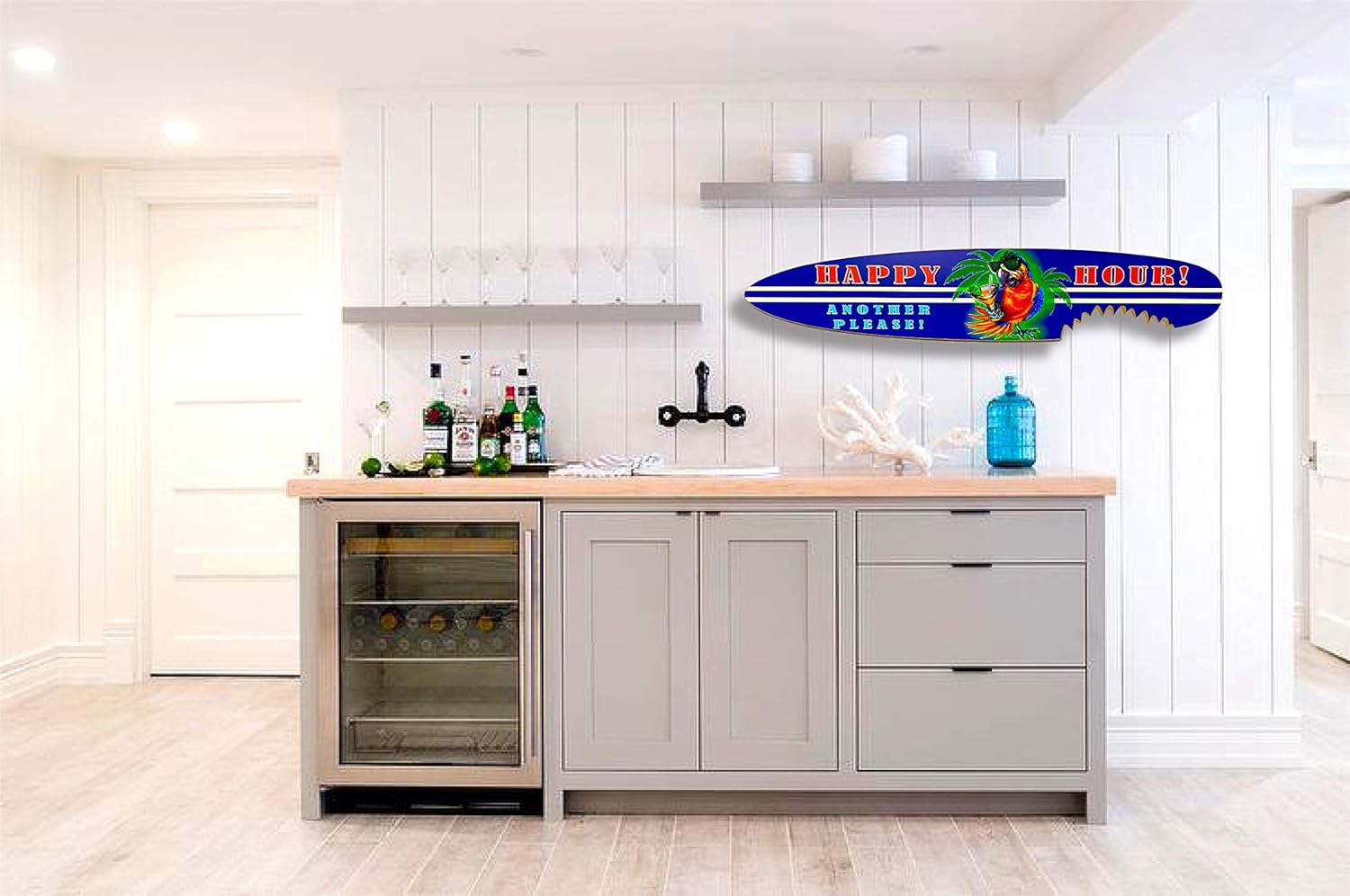 Classic Happy Hour Parrot Party Shark Bite Surfboard - 4 footer (Indoor use only)