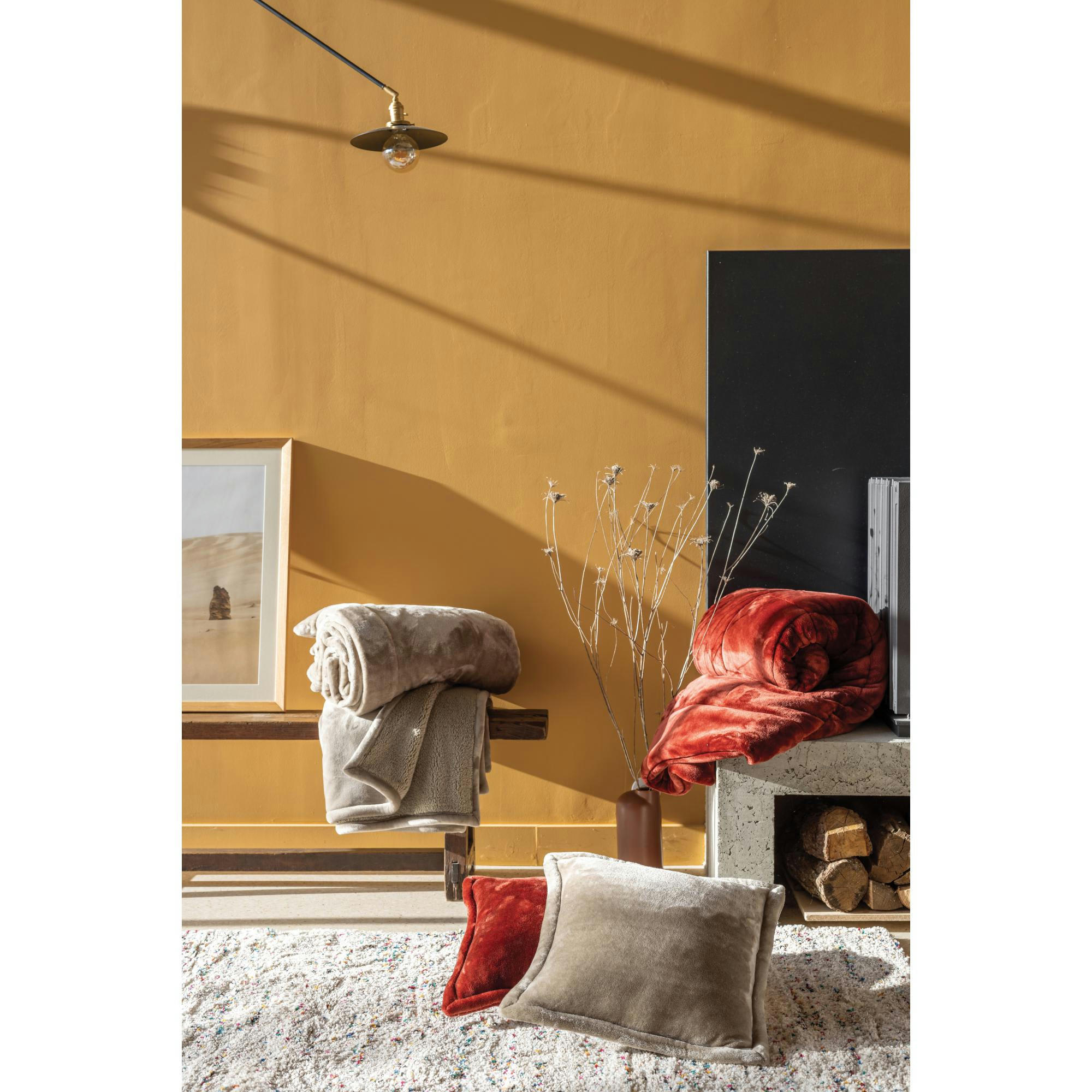 MICHKA - Jeté de lit  en polyester galet 220 x 240