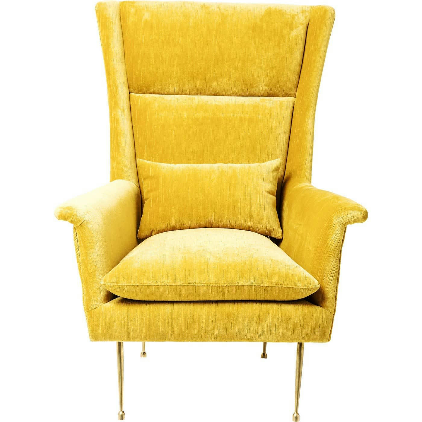 VEGAS FOREVER - Fauteuil rétro en velours jaune et acier doré