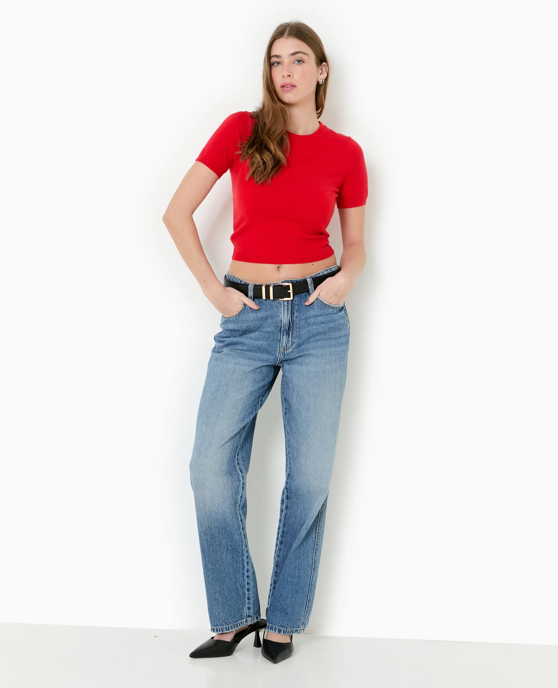 Pull manches courtes en maille fine