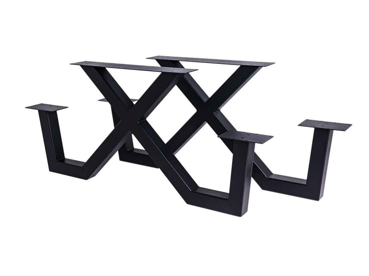 MaximaVida metalen picknicktafel onderstel New York zwart gecoat - doos per 2 stuks