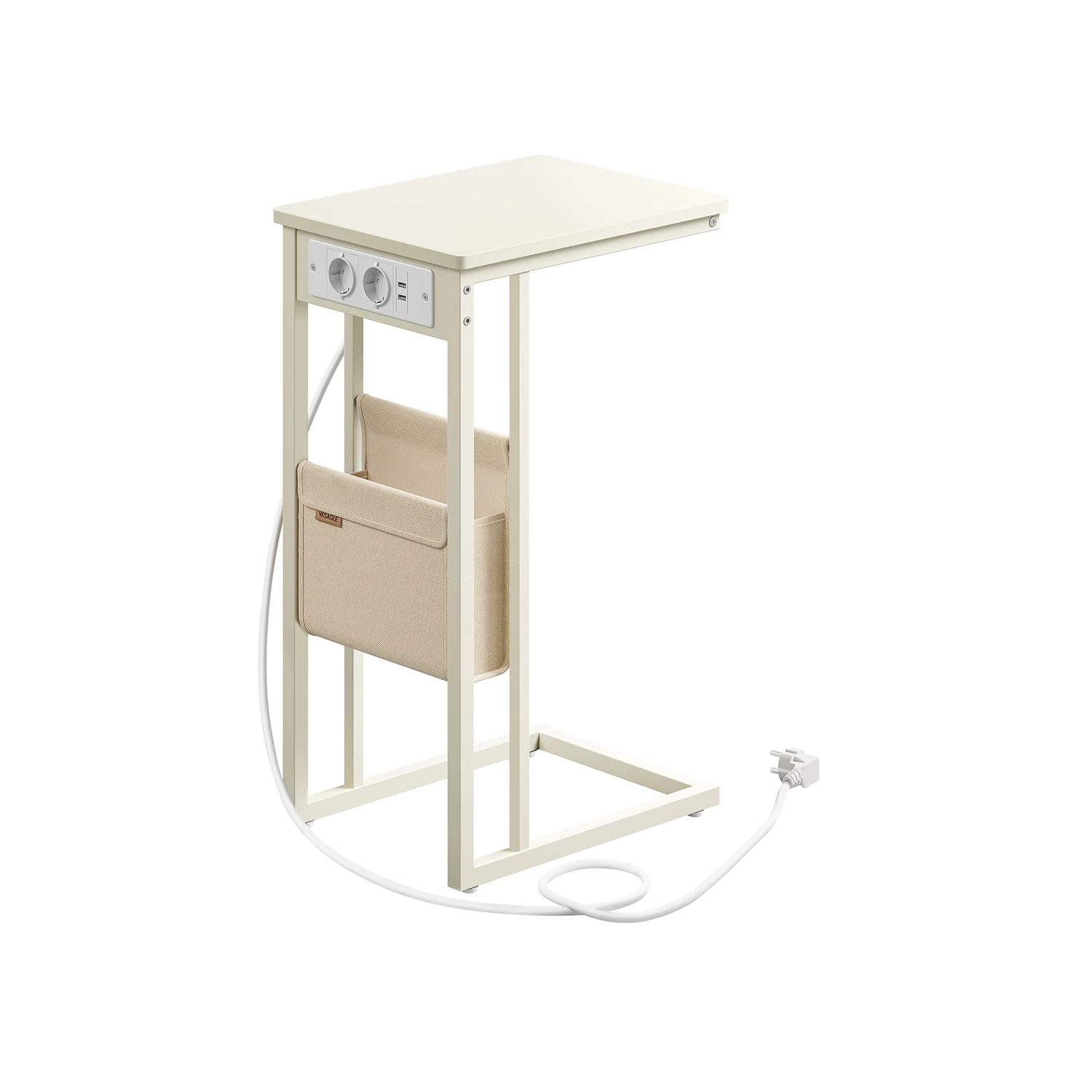 Table d’appoint en forme de c 2 ports usb et prises
