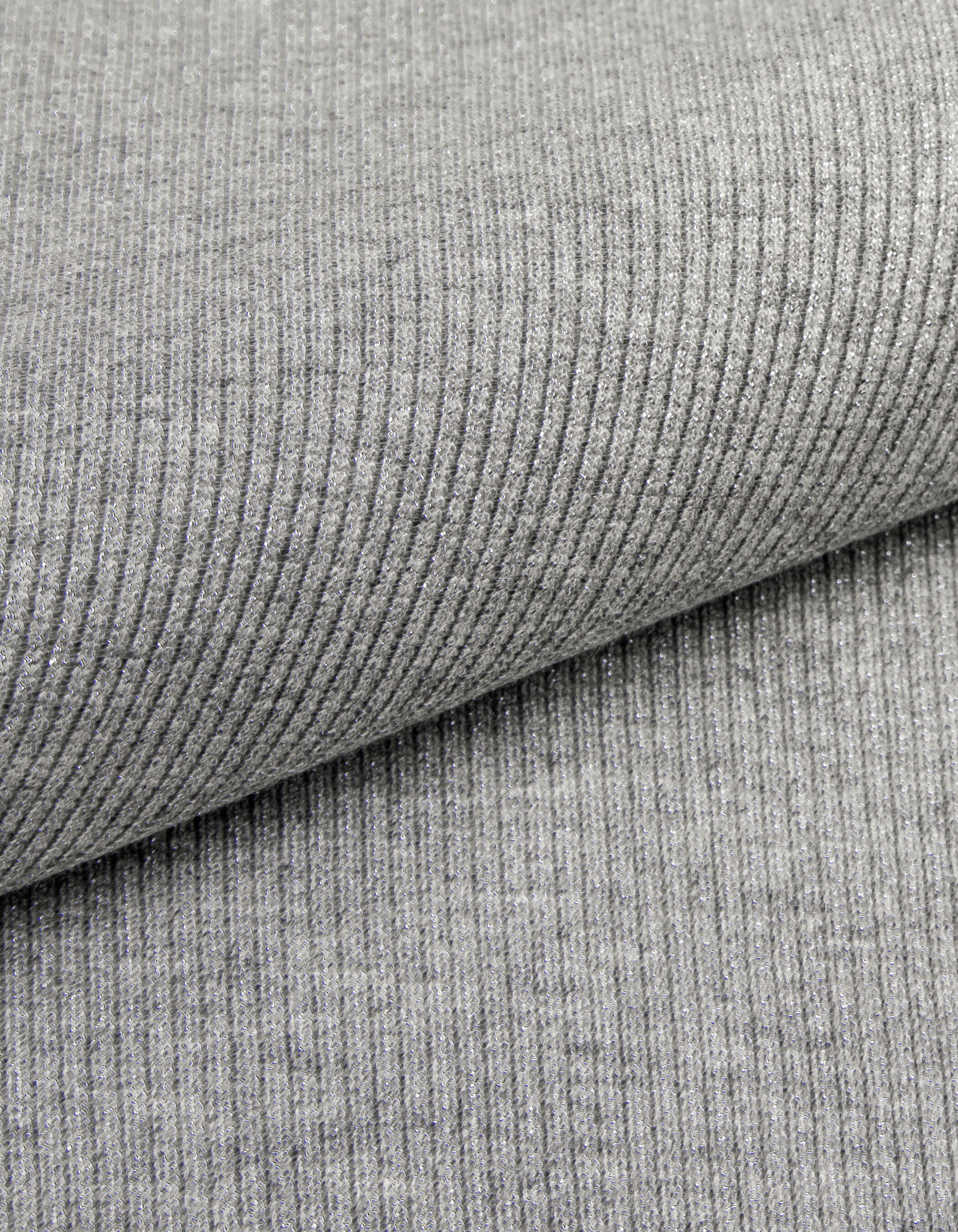 Tee-shirt col V argenté maille côtelée à épaulettes Femme