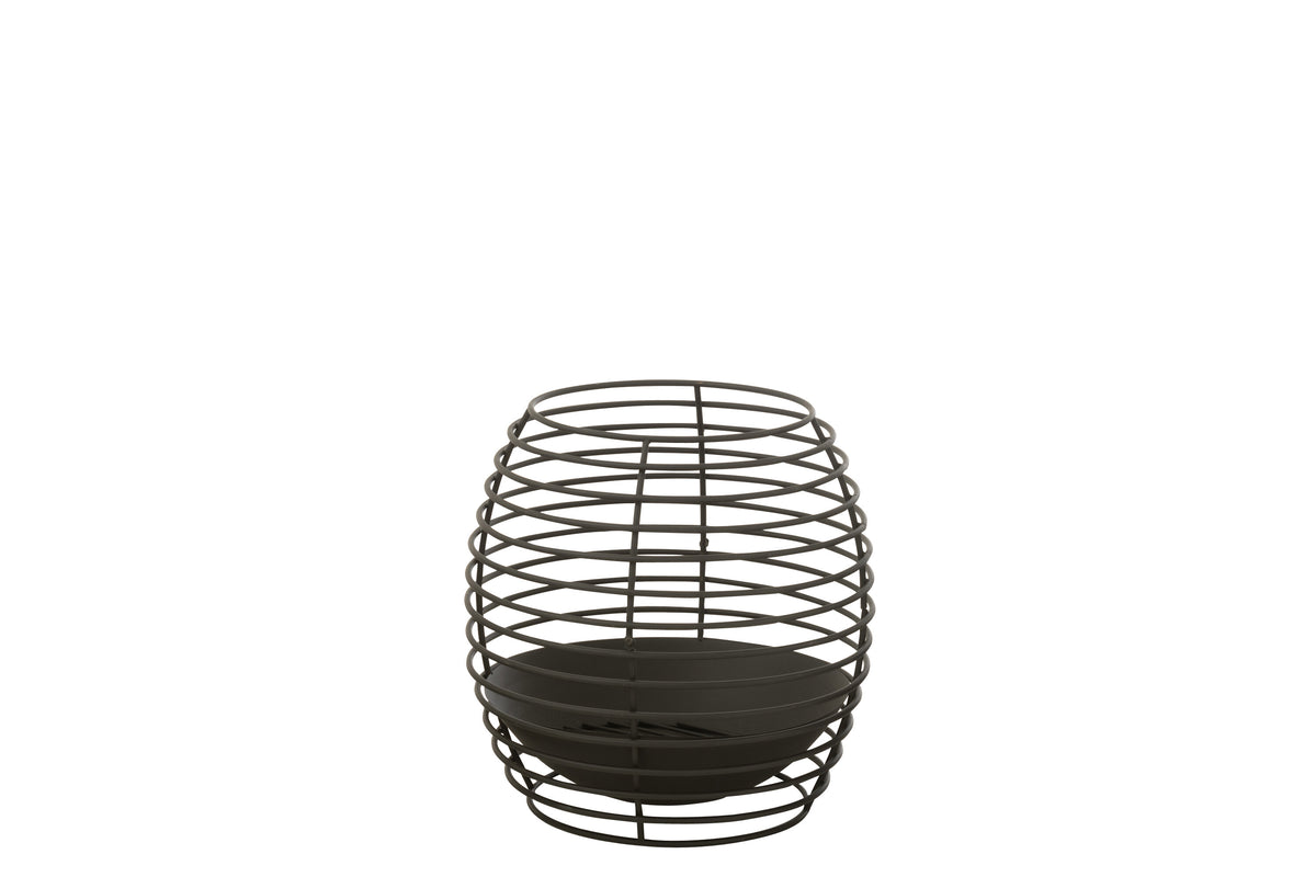 J-Line vuurschaal Rond Rinds - ijzer - zwart - medium
