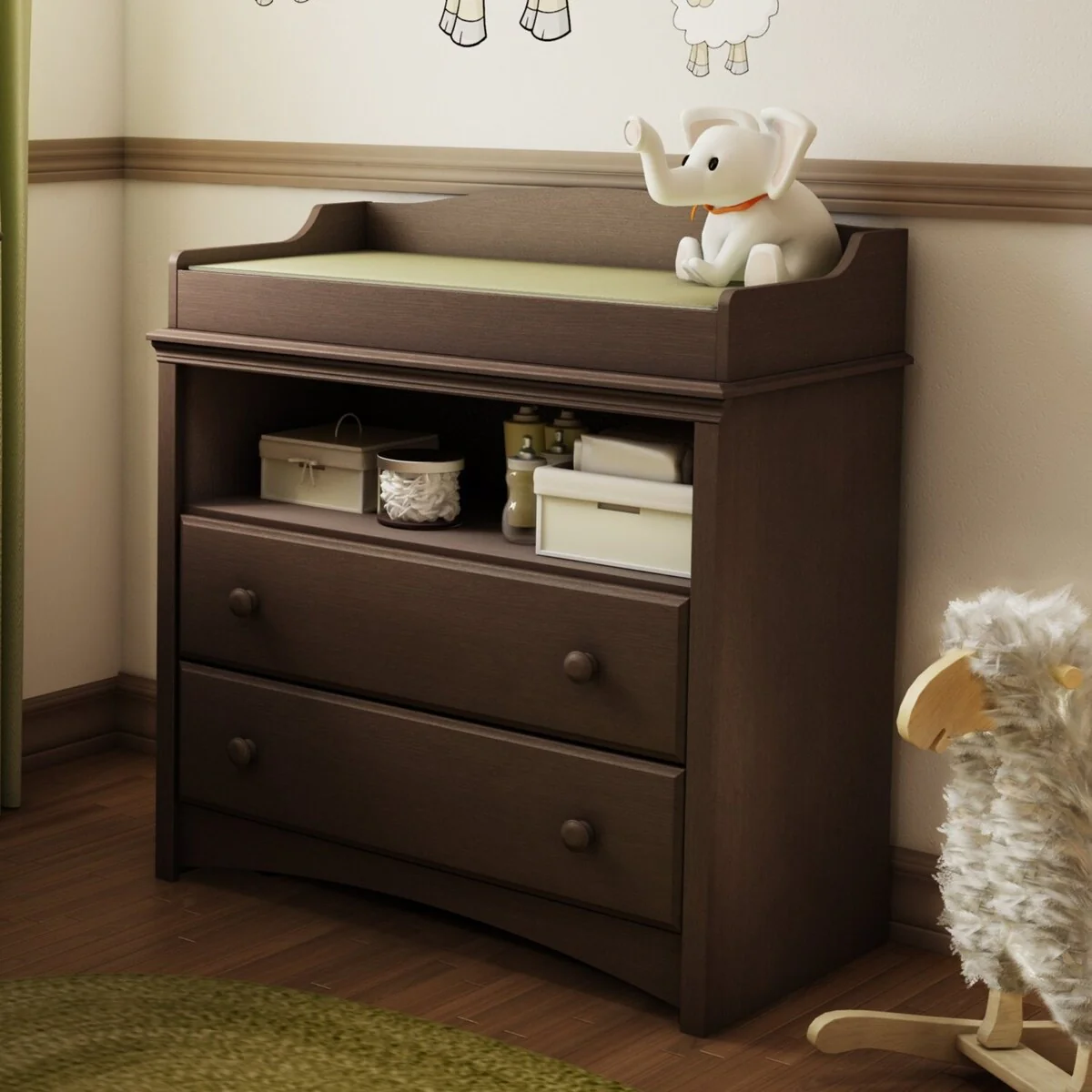 Daily Boutik Baby Furniture 2 Drawer Diaper Changing Table in Espresso