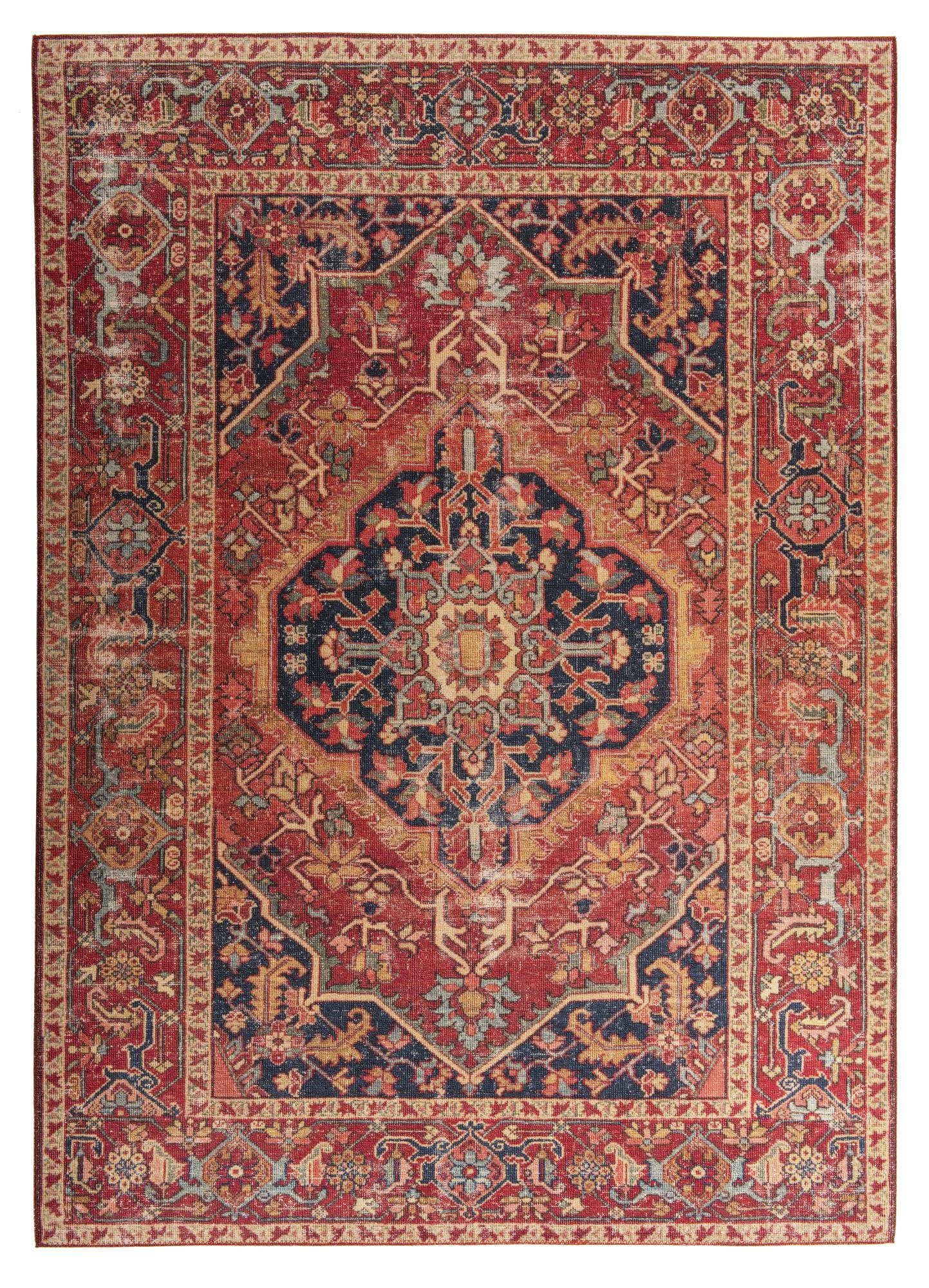 CECILIA - Tapis imprimé en motif heriz vintage - rouge 90x160 cm